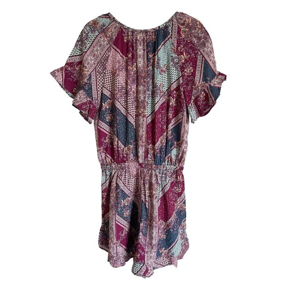 435 Matilda Jane BFFs Moments with You Size 8 Romper Crochet Lace Mixed Print Pu - Picture 2 of 6